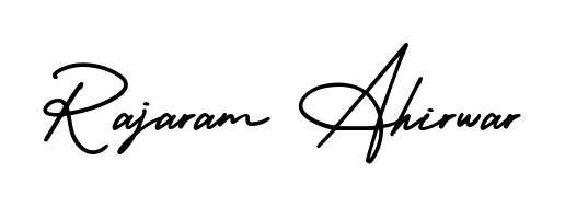 You can use this online signature creator to create a handwritten signature for the name Rajaram Ahirwar. This is the best online autograph maker. Rajaram Ahirwar signature style 3 images and pictures png