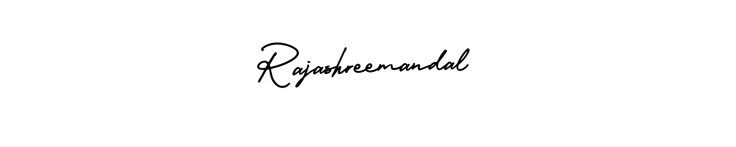 You should practise on your own different ways (AmerikaSignatureDemo-Regular) to write your name (Rajashreemandal) in signature. don't let someone else do it for you. Rajashreemandal signature style 3 images and pictures png