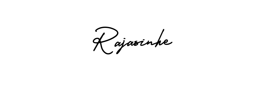 AmerikaSignatureDemo-Regular is a professional signature style that is perfect for those who want to add a touch of class to their signature. It is also a great choice for those who want to make their signature more unique. Get Rajasinhe name to fancy signature for free. Rajasinhe signature style 3 images and pictures png