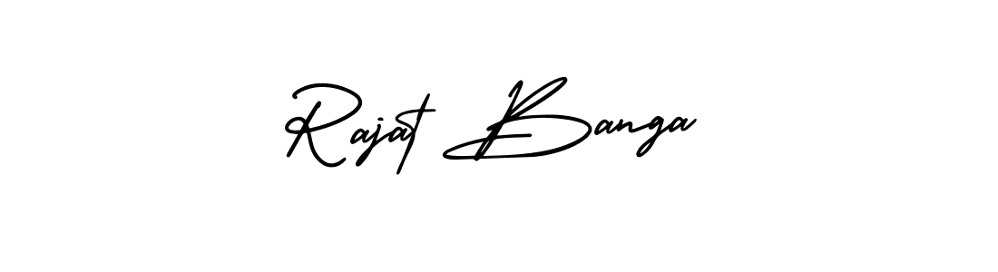 The best way (AmerikaSignatureDemo-Regular) to make a short signature is to pick only two or three words in your name. The name Rajat Banga include a total of six letters. For converting this name. Rajat Banga signature style 3 images and pictures png