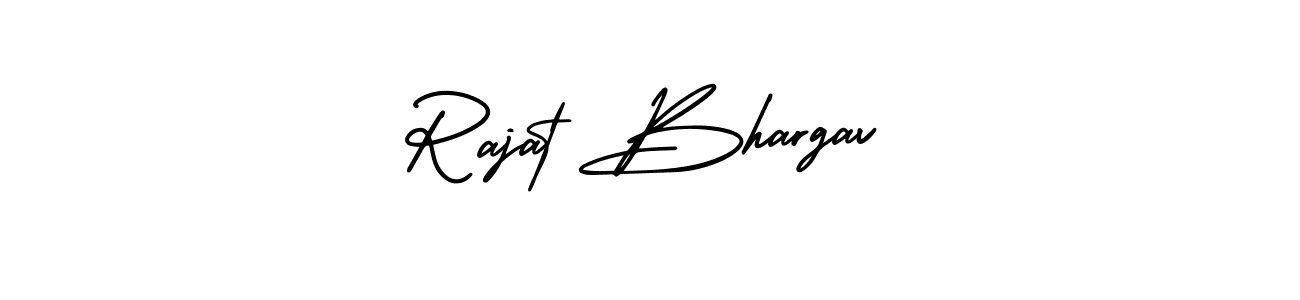 You should practise on your own different ways (AmerikaSignatureDemo-Regular) to write your name (Rajat Bhargav) in signature. don't let someone else do it for you. Rajat Bhargav signature style 3 images and pictures png