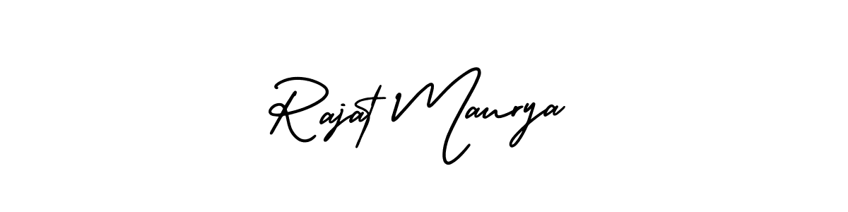 The best way (AmerikaSignatureDemo-Regular) to make a short signature is to pick only two or three words in your name. The name Rajat Maurya include a total of six letters. For converting this name. Rajat Maurya signature style 3 images and pictures png