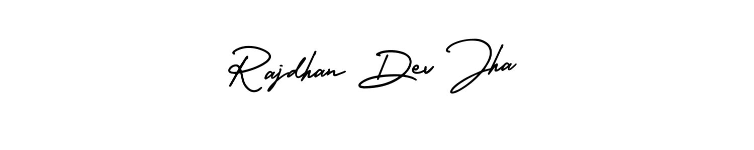 You should practise on your own different ways (AmerikaSignatureDemo-Regular) to write your name (Rajdhan Dev Jha) in signature. don't let someone else do it for you. Rajdhan Dev Jha signature style 3 images and pictures png