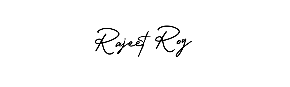 You should practise on your own different ways (AmerikaSignatureDemo-Regular) to write your name (Rajeet Roy) in signature. don't let someone else do it for you. Rajeet Roy signature style 3 images and pictures png
