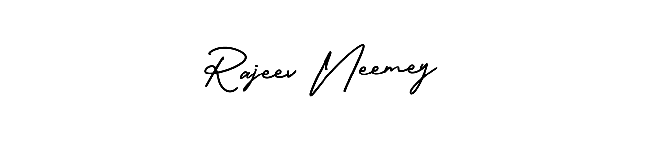 How to make Rajeev Neemey signature? AmerikaSignatureDemo-Regular is a professional autograph style. Create handwritten signature for Rajeev Neemey name. Rajeev Neemey signature style 3 images and pictures png