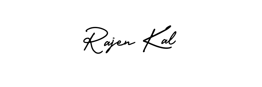 The best way (AmerikaSignatureDemo-Regular) to make a short signature is to pick only two or three words in your name. The name Rajen Kal include a total of six letters. For converting this name. Rajen Kal signature style 3 images and pictures png