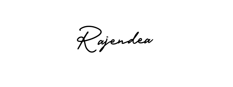 You should practise on your own different ways (AmerikaSignatureDemo-Regular) to write your name (Rajendea) in signature. don't let someone else do it for you. Rajendea signature style 3 images and pictures png