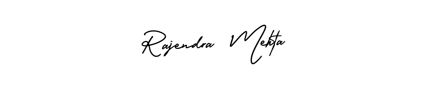 The best way (AmerikaSignatureDemo-Regular) to make a short signature is to pick only two or three words in your name. The name Rajendra  Mehta include a total of six letters. For converting this name. Rajendra  Mehta signature style 3 images and pictures png