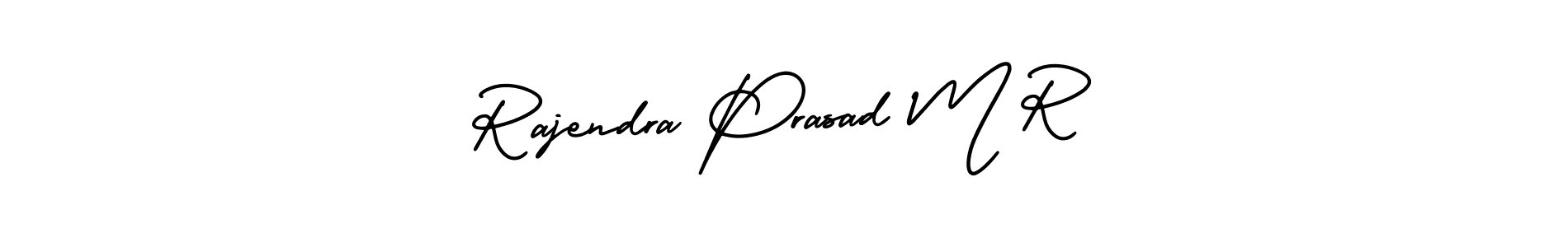 You should practise on your own different ways (AmerikaSignatureDemo-Regular) to write your name (Rajendra Prasad M R) in signature. don't let someone else do it for you. Rajendra Prasad M R signature style 3 images and pictures png