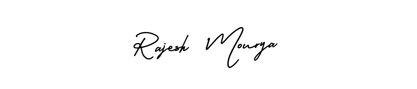 You should practise on your own different ways (AmerikaSignatureDemo-Regular) to write your name (Rajesh  Mourya) in signature. don't let someone else do it for you. Rajesh  Mourya signature style 3 images and pictures png