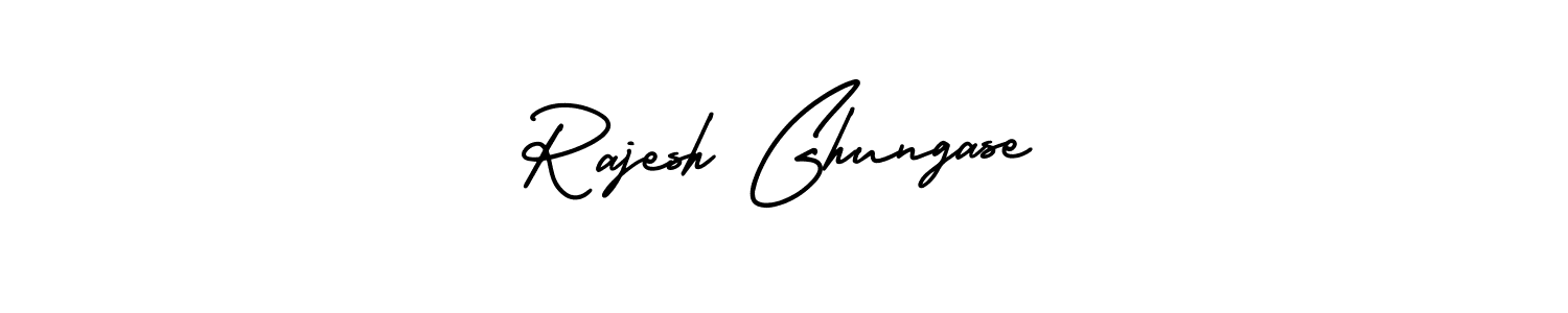 The best way (AmerikaSignatureDemo-Regular) to make a short signature is to pick only two or three words in your name. The name Rajesh Ghungase include a total of six letters. For converting this name. Rajesh Ghungase signature style 3 images and pictures png