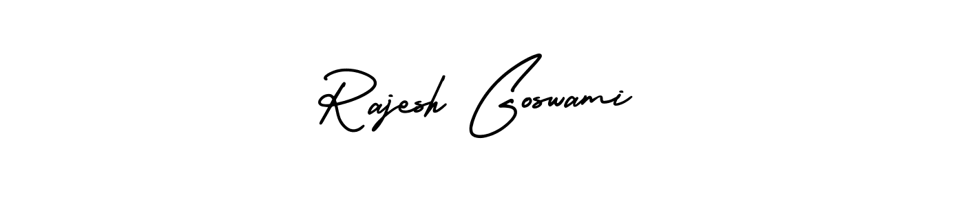 This is the best signature style for the Rajesh Goswami name. Also you like these signature font (AmerikaSignatureDemo-Regular). Mix name signature. Rajesh Goswami signature style 3 images and pictures png