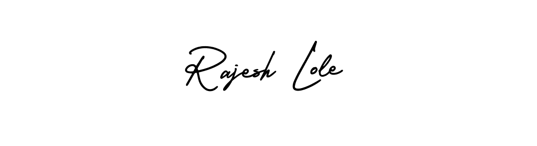 You should practise on your own different ways (AmerikaSignatureDemo-Regular) to write your name (Rajesh Lole) in signature. don't let someone else do it for you. Rajesh Lole signature style 3 images and pictures png