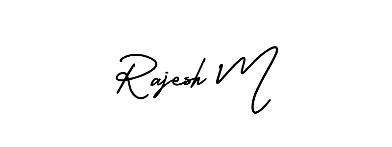 Use a signature maker to create a handwritten signature online. With this signature software, you can design (AmerikaSignatureDemo-Regular) your own signature for name Rajesh M. Rajesh M signature style 3 images and pictures png