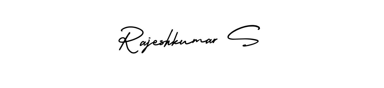 The best way (AmerikaSignatureDemo-Regular) to make a short signature is to pick only two or three words in your name. The name Rajeshkumar S include a total of six letters. For converting this name. Rajeshkumar S signature style 3 images and pictures png