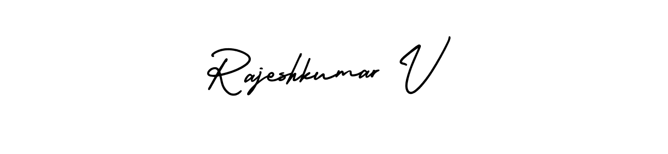 How to make Rajeshkumar V name signature. Use AmerikaSignatureDemo-Regular style for creating short signs online. This is the latest handwritten sign. Rajeshkumar V signature style 3 images and pictures png