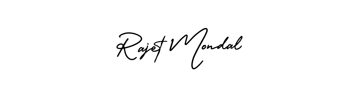 You should practise on your own different ways (AmerikaSignatureDemo-Regular) to write your name (Rajet Mondal) in signature. don't let someone else do it for you. Rajet Mondal signature style 3 images and pictures png
