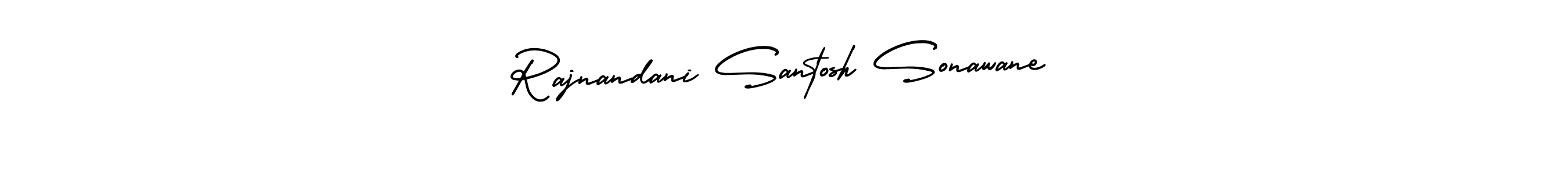 You should practise on your own different ways (AmerikaSignatureDemo-Regular) to write your name (Rajnandani Santosh Sonawane) in signature. don't let someone else do it for you. Rajnandani Santosh Sonawane signature style 3 images and pictures png