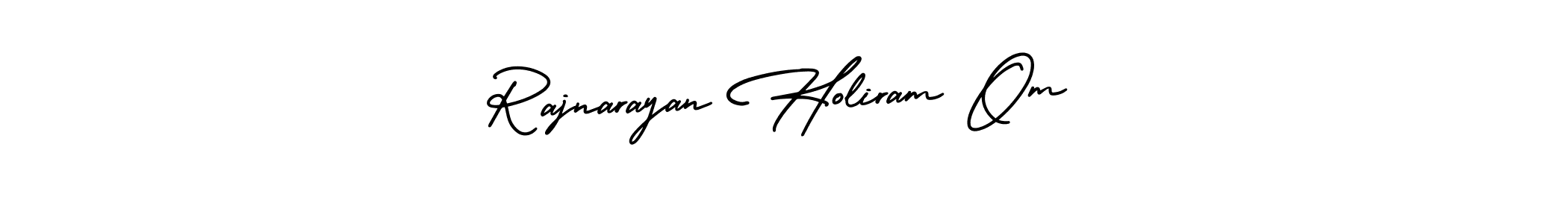 The best way (AmerikaSignatureDemo-Regular) to make a short signature is to pick only two or three words in your name. The name Rajnarayan Holiram Om include a total of six letters. For converting this name. Rajnarayan Holiram Om signature style 3 images and pictures png