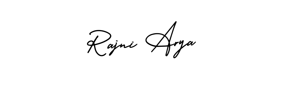 This is the best signature style for the Rajni Arya name. Also you like these signature font (AmerikaSignatureDemo-Regular). Mix name signature. Rajni Arya signature style 3 images and pictures png