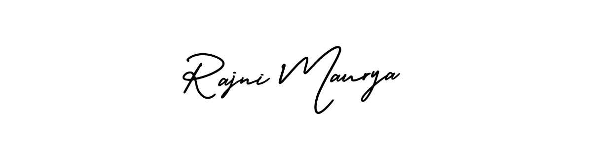 The best way (AmerikaSignatureDemo-Regular) to make a short signature is to pick only two or three words in your name. The name Rajni Maurya include a total of six letters. For converting this name. Rajni Maurya signature style 3 images and pictures png