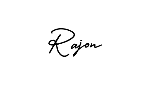Similarly AmerikaSignatureDemo-Regular is the best handwritten signature design. Signature creator online .You can use it as an online autograph creator for name Rajon. Rajon signature style 3 images and pictures png