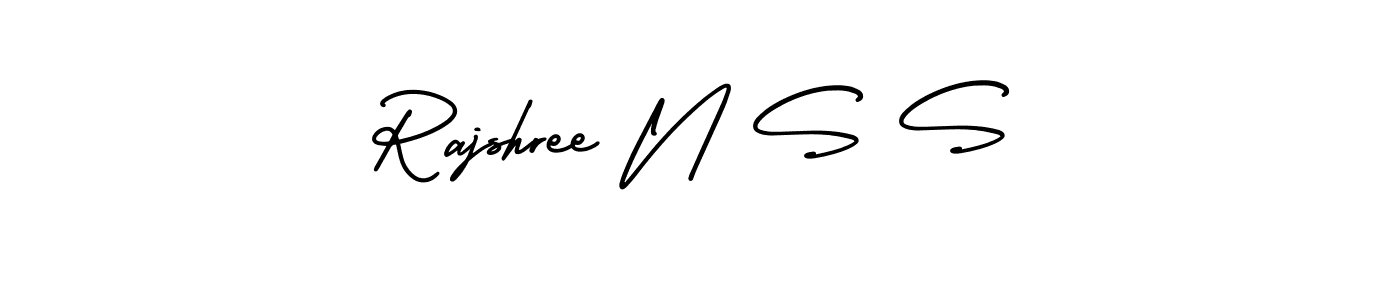 How to make Rajshree N S S signature? AmerikaSignatureDemo-Regular is a professional autograph style. Create handwritten signature for Rajshree N S S name. Rajshree N S S signature style 3 images and pictures png