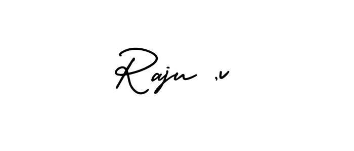 Make a beautiful signature design for name Raju ,v. With this signature (AmerikaSignatureDemo-Regular) style, you can create a handwritten signature for free. Raju ,v signature style 3 images and pictures png