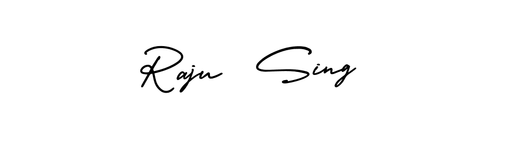 You should practise on your own different ways (AmerikaSignatureDemo-Regular) to write your name (Raju  Sing) in signature. don't let someone else do it for you. Raju  Sing signature style 3 images and pictures png