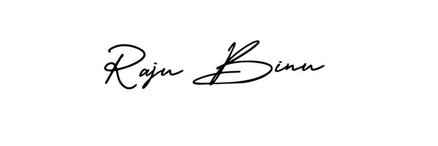 How to make Raju Binu name signature. Use AmerikaSignatureDemo-Regular style for creating short signs online. This is the latest handwritten sign. Raju Binu signature style 3 images and pictures png