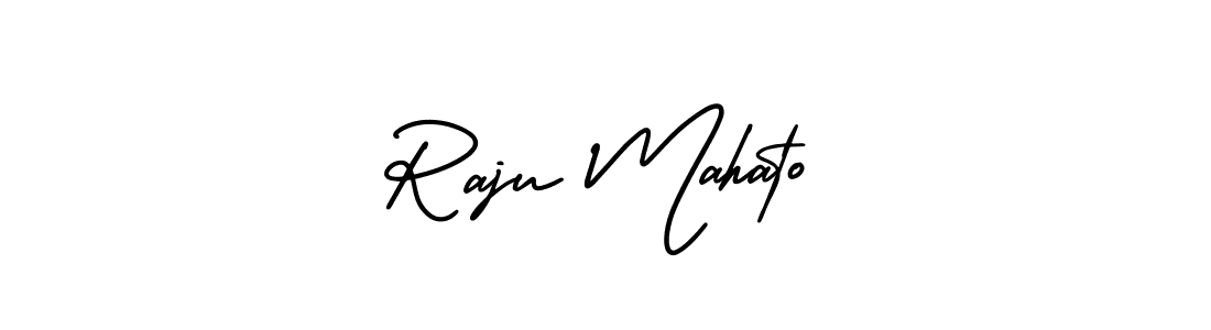 The best way (AmerikaSignatureDemo-Regular) to make a short signature is to pick only two or three words in your name. The name Raju Mahato include a total of six letters. For converting this name. Raju Mahato signature style 3 images and pictures png