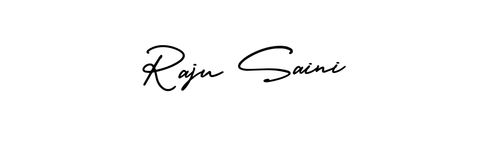 The best way (AmerikaSignatureDemo-Regular) to make a short signature is to pick only two or three words in your name. The name Raju Saini include a total of six letters. For converting this name. Raju Saini signature style 3 images and pictures png