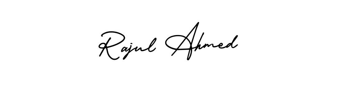 This is the best signature style for the Rajul Ahmed name. Also you like these signature font (AmerikaSignatureDemo-Regular). Mix name signature. Rajul Ahmed signature style 3 images and pictures png