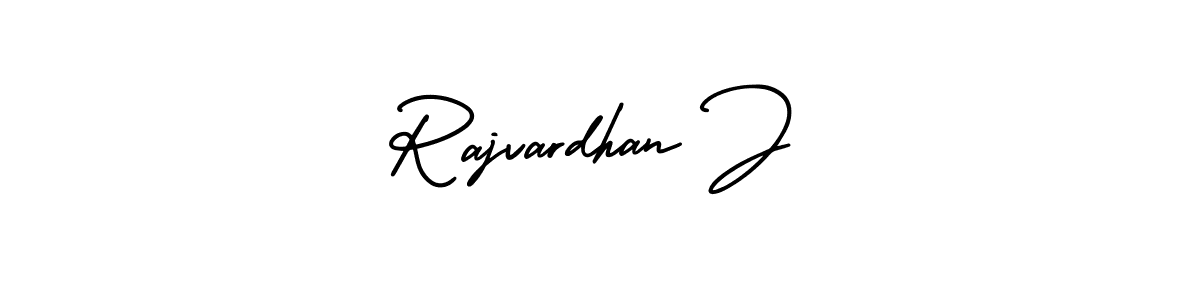 The best way (AmerikaSignatureDemo-Regular) to make a short signature is to pick only two or three words in your name. The name Rajvardhan J include a total of six letters. For converting this name. Rajvardhan J signature style 3 images and pictures png