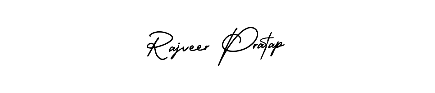 The best way (AmerikaSignatureDemo-Regular) to make a short signature is to pick only two or three words in your name. The name Rajveer Pratap include a total of six letters. For converting this name. Rajveer Pratap signature style 3 images and pictures png