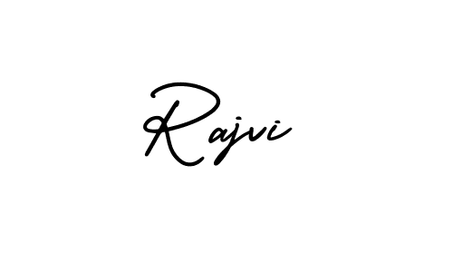 The best way (AmerikaSignatureDemo-Regular) to make a short signature is to pick only two or three words in your name. The name Rajvi include a total of six letters. For converting this name. Rajvi signature style 3 images and pictures png