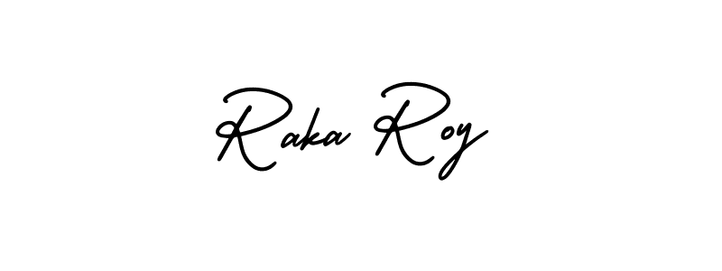 The best way (AmerikaSignatureDemo-Regular) to make a short signature is to pick only two or three words in your name. The name Raka Roy include a total of six letters. For converting this name. Raka Roy signature style 3 images and pictures png