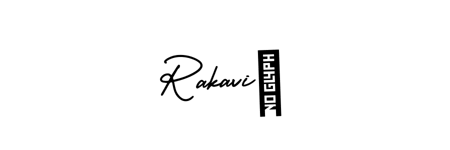 You should practise on your own different ways (AmerikaSignatureDemo-Regular) to write your name (Rakavi❤) in signature. don't let someone else do it for you. Rakavi❤ signature style 3 images and pictures png