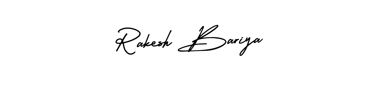 The best way (AmerikaSignatureDemo-Regular) to make a short signature is to pick only two or three words in your name. The name Rakesh Bariya include a total of six letters. For converting this name. Rakesh Bariya signature style 3 images and pictures png