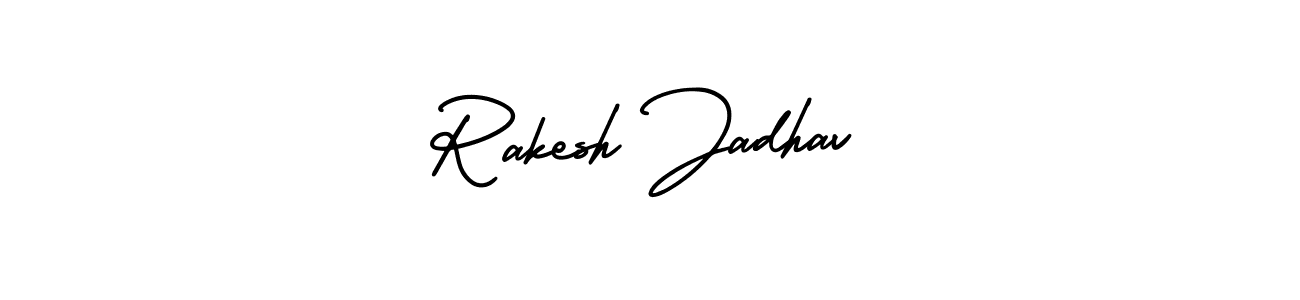 AmerikaSignatureDemo-Regular is a professional signature style that is perfect for those who want to add a touch of class to their signature. It is also a great choice for those who want to make their signature more unique. Get Rakesh Jadhav name to fancy signature for free. Rakesh Jadhav signature style 3 images and pictures png