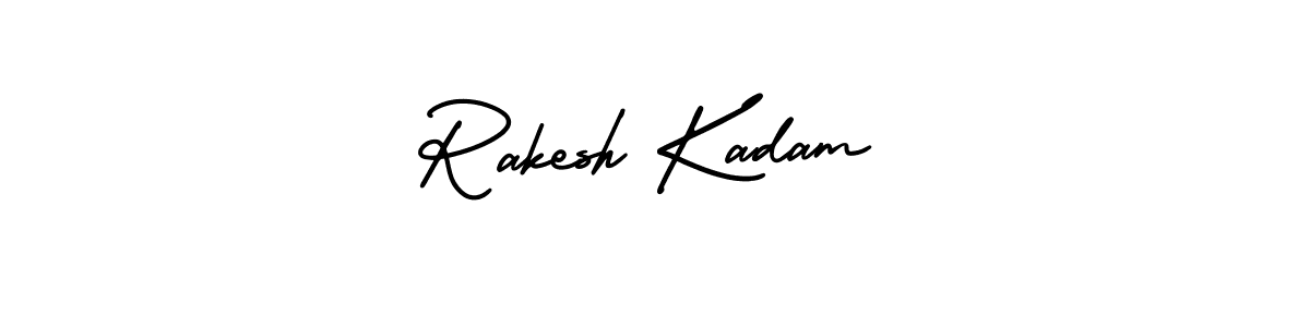 You should practise on your own different ways (AmerikaSignatureDemo-Regular) to write your name (Rakesh Kadam) in signature. don't let someone else do it for you. Rakesh Kadam signature style 3 images and pictures png