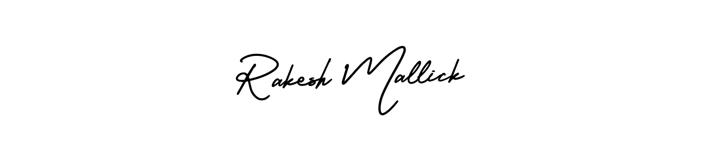 The best way (AmerikaSignatureDemo-Regular) to make a short signature is to pick only two or three words in your name. The name Rakesh Mallick include a total of six letters. For converting this name. Rakesh Mallick signature style 3 images and pictures png