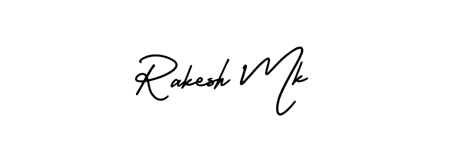 How to make Rakesh Mk name signature. Use AmerikaSignatureDemo-Regular style for creating short signs online. This is the latest handwritten sign. Rakesh Mk signature style 3 images and pictures png