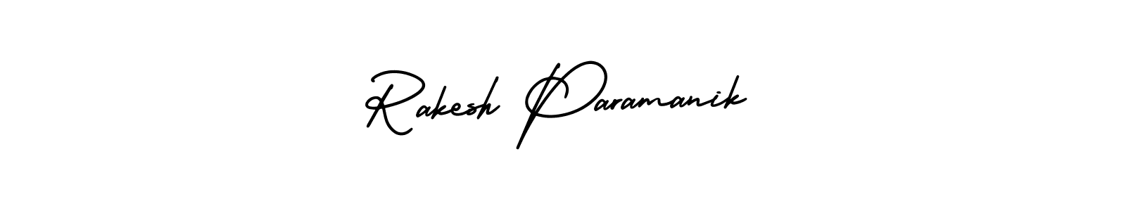 The best way (AmerikaSignatureDemo-Regular) to make a short signature is to pick only two or three words in your name. The name Rakesh Paramanik include a total of six letters. For converting this name. Rakesh Paramanik signature style 3 images and pictures png