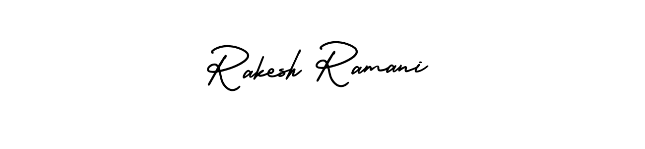 You should practise on your own different ways (AmerikaSignatureDemo-Regular) to write your name (Rakesh Ramani) in signature. don't let someone else do it for you. Rakesh Ramani signature style 3 images and pictures png