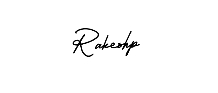 The best way (AmerikaSignatureDemo-Regular) to make a short signature is to pick only two or three words in your name. The name Rakeshp include a total of six letters. For converting this name. Rakeshp signature style 3 images and pictures png