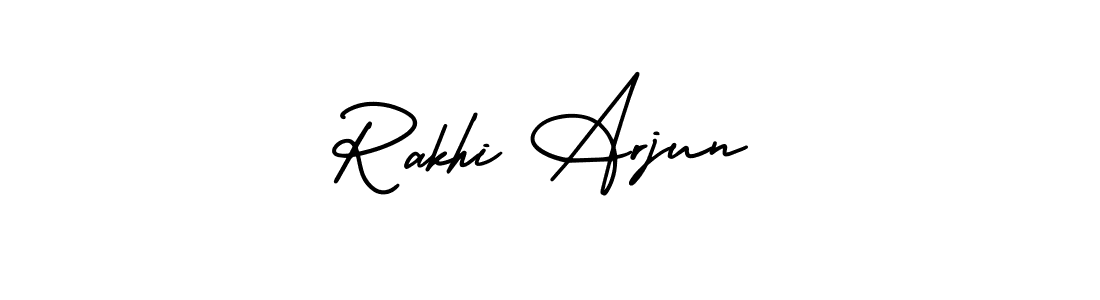 Similarly AmerikaSignatureDemo-Regular is the best handwritten signature design. Signature creator online .You can use it as an online autograph creator for name Rakhi Arjun. Rakhi Arjun signature style 3 images and pictures png