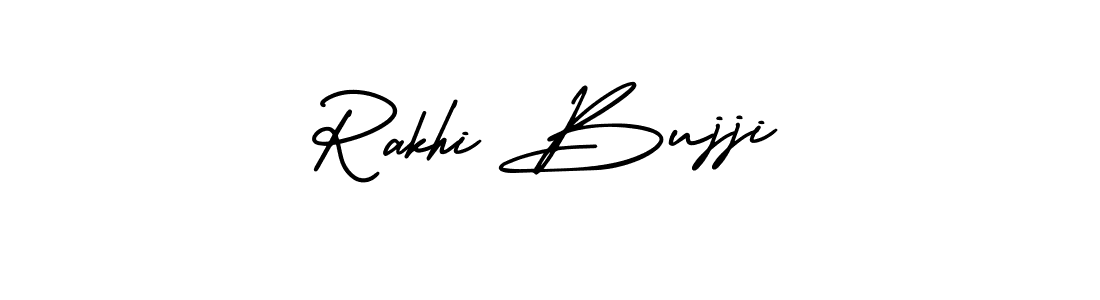 How to make Rakhi Bujji name signature. Use AmerikaSignatureDemo-Regular style for creating short signs online. This is the latest handwritten sign. Rakhi Bujji signature style 3 images and pictures png