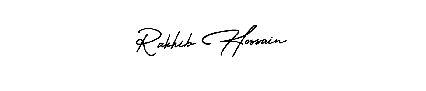 Also You can easily find your signature by using the search form. We will create Rakhib Hossain name handwritten signature images for you free of cost using AmerikaSignatureDemo-Regular sign style. Rakhib Hossain signature style 3 images and pictures png