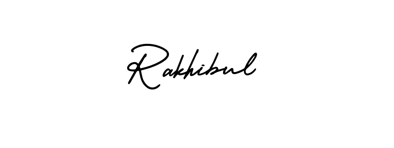 How to Draw Rakhibul signature style? AmerikaSignatureDemo-Regular is a latest design signature styles for name Rakhibul. Rakhibul signature style 3 images and pictures png